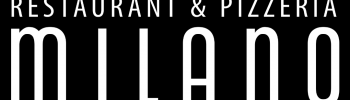 Modernes Logo vom Restaurant & Pizzeria Milano aus Bremen Huchting auf schwarzem Hintergrund - Restaurant Milano - Der Italiener in Bremen Huchting Logo Restaurant & Pizzeria Milano aus Bremen Huchting für italienische Küche